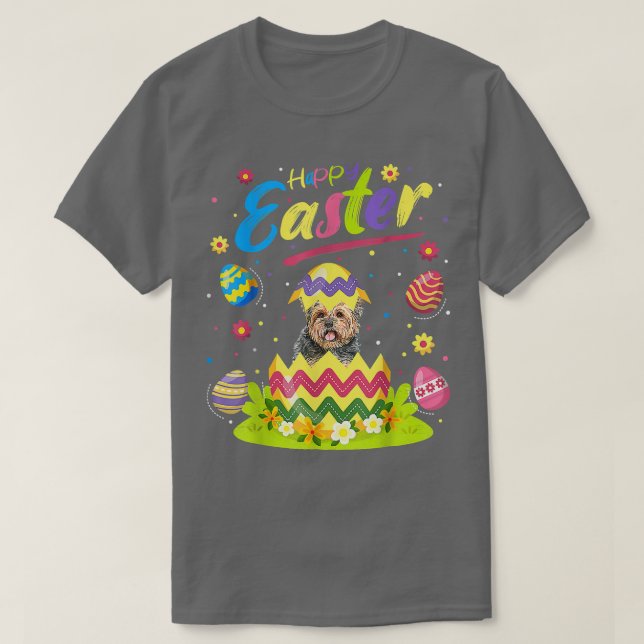 Camiseta Yorkie Dog Lover Funny Easter Egg Yorkie Happy Eas (Frente do Design)