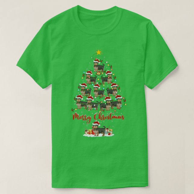 Camiseta Yorkie Dog Lover Xmas Papais noeis correspondentes (Frente do Design)