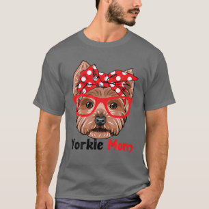 Camiseta Yorkie Dog Mãe Com Bandana Cachorro Bonito Dando P