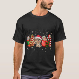 Camiseta Yorkie Dog Natal Pijamas Café Lâmpadas Latinhas
