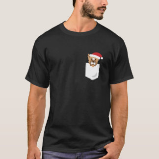 Camiseta Yorkie Dog Santa Funny Christmas Pocket Longsleeve