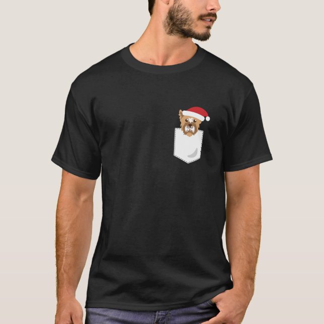 Camiseta Yorkie Dog Santa Funny Christmas Pocket Longsleeve (Frente)