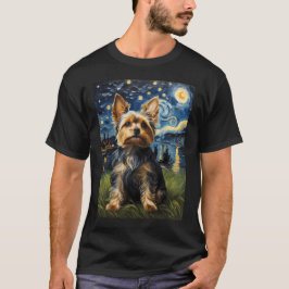 Camiseta Yorkie dog Starry Night, estilo Edvard Munch