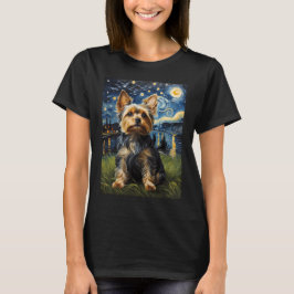 Camiseta Yorkie dog Starry Night, estilo Edvard Munch