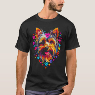 Camiseta Yorkie Dog Yorkshire Terrier Pink Red Heart Love