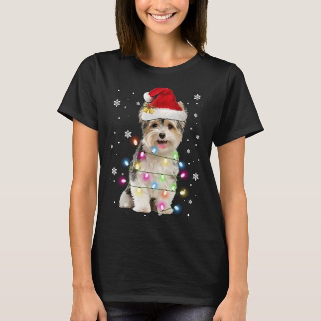 Camiseta Yorkie Dogs Árvore Natal Sweater Xmas Pet Animal (Frente)
