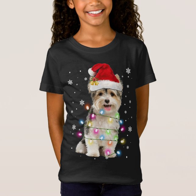 Camiseta Yorkie Dogs Árvore Natal Sweater Xmas Pet Animal (Frente)