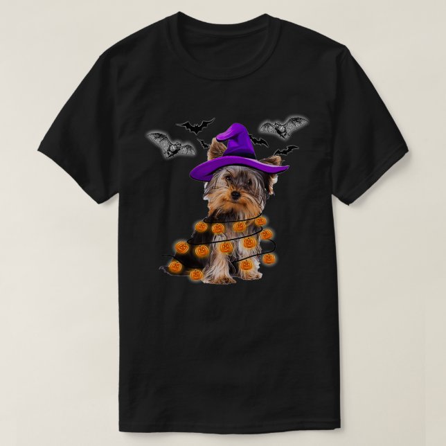 Camiseta Yorkie Halloween Pumpkin (Frente do Design)