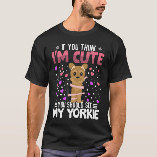 Camiseta Yorkie Heart Dia de os namorados Animal Para Mulhe