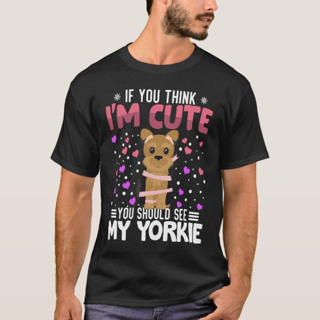 Camiseta Yorkie Heart Dia de os namorados Animal Para Mulhe (Frente)