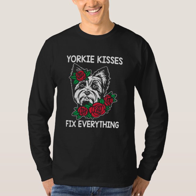 Camiseta Yorkie Kisses Fix Everything Yorkshire Terrier Hum (Frente)