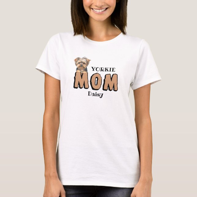 Camiseta Yorkie Mãe Yorkshire Terrier Lover Nome personaliz (Frente)