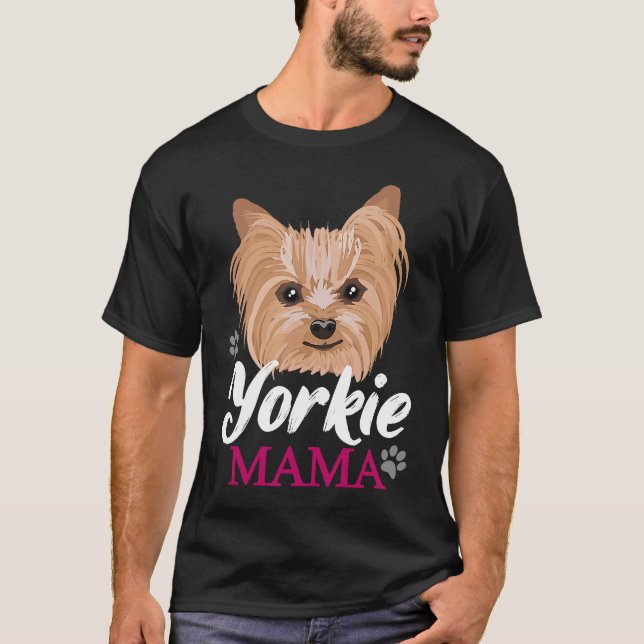 Camiseta Yorkie Mama Mãe Cute Yorkshire Terrier Dog (Frente)