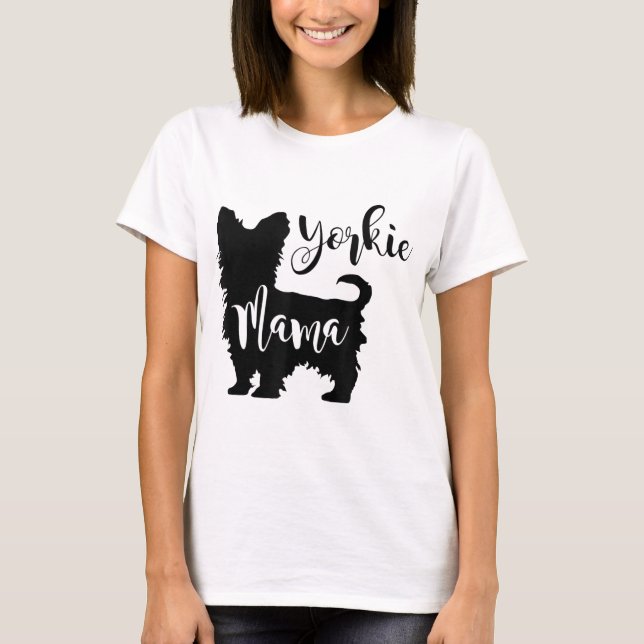 Camiseta Yorkie Mama Perfil Yorkshire Terrier Diversão Cog  (Frente)