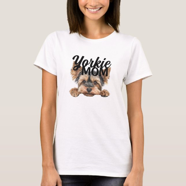 Camiseta Yorkie Mom Cute Peeking Yorkie (Frente)