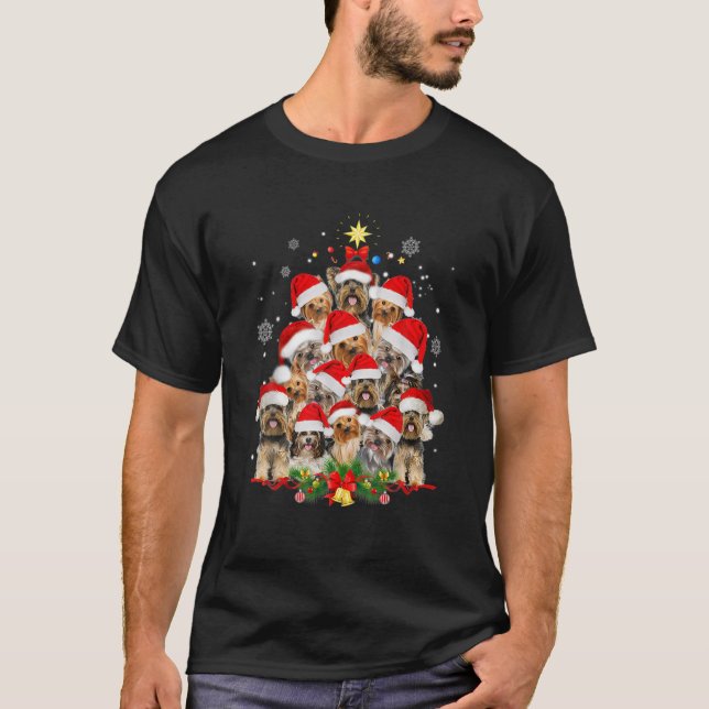 Camiseta Yorkie Natal Árvore Engraçado Xmas Presentes Para  (Frente)