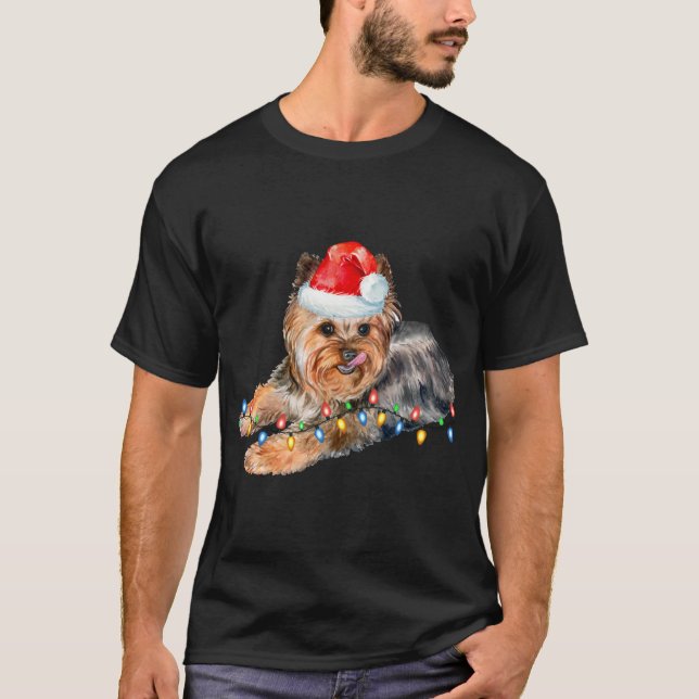 Camiseta Yorkie natal Cachorro Maluco Engraçado (Frente)