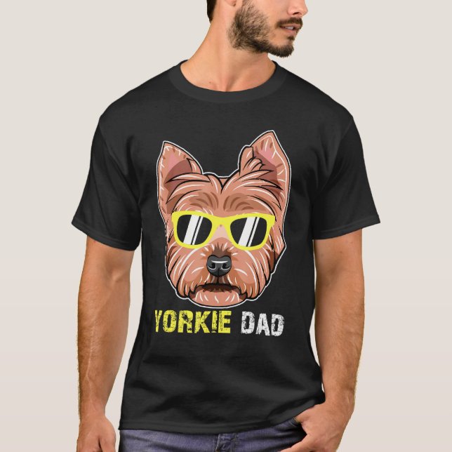 Camiseta Yorkie Pai Para Yorkshire Terrier Owners Pai Da (Frente)