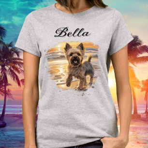 Camiseta Yorkie Sunset Cute Beach Lover Personalizado