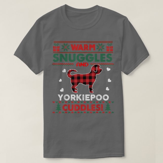 Camiseta Yorkiepoo Cachorro Natal Cachorro Feio Natal (Frente do Design)