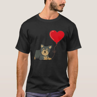 Camiseta Yorkshire com Heart Balloon Dia de os namorados Lo