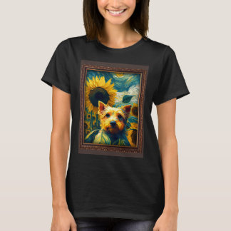 Camiseta Yorkshire Painting Sunflower Flower Mom Women Flor
