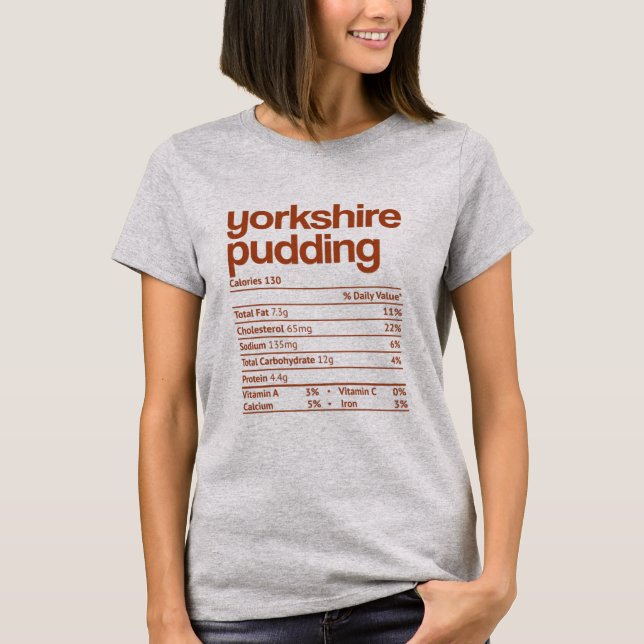 Camiseta Yorkshire Pudding Nutrition Fact Thanksgiving (Frente)