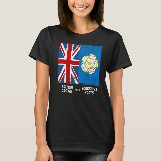 Camiseta Yorkshire Roots & British Groed Idea Com Rosa de (Frente)