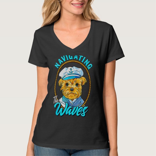 Camiseta Yorkshire Sailor Navigating the Waves Yorkie Puppy (Frente)
