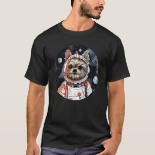 Camiseta Yorkshire Terrier Astronaut Engraçado Espaço de Ca