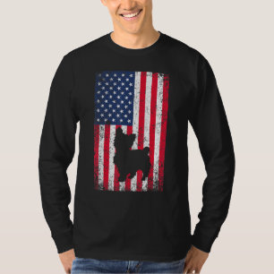 Camiseta Yorkshire Terrier Bandeira da América Patriota Vet