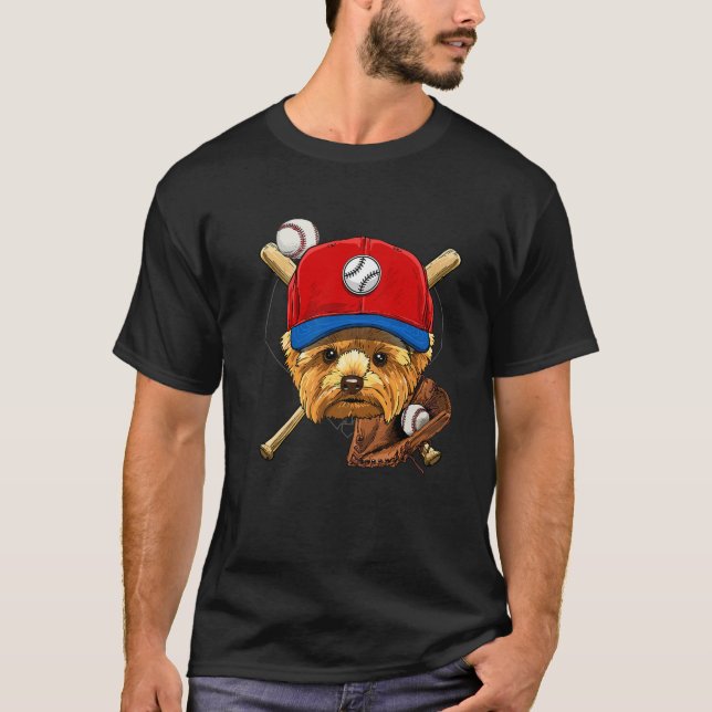 Camiseta Yorkshire Terrier Beball Dog Amava Baseball Pla (Frente)