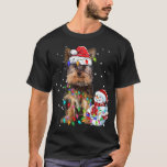 Camiseta Yorkshire Terrier Christmas Santa Hat Xmas Lights<br><div class="desc">Yorkshire Terrier Christmas Santa Hat Xmas Lights Yorkshire Dog</div>