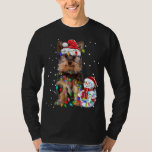 Camiseta Yorkshire Terrier Christmas Santa Hat Xmas Lights<br><div class="desc">Yorkshire Terrier Christmas Santa Hat Xmas Lights Yorkshire Dog</div>