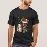 Camiseta Yorkshire Terrier Christmas Santa Hat Xmas Lights<br><div class="desc">Yorkshire Terrier Natal Santa Hat Xmas Luzes Yorkshire Cachorro de folhas compridas Camisa</div>