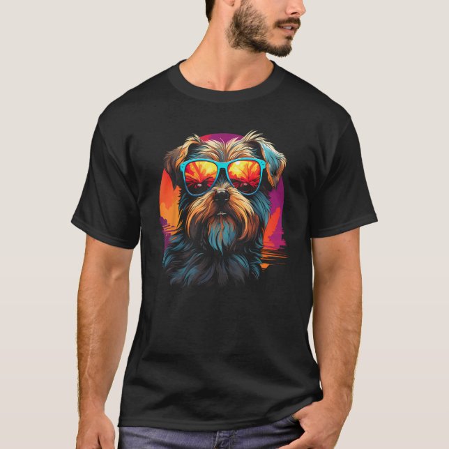 Camiseta Yorkshire Terrier com óculos escuros Engraçado Ret (Frente)