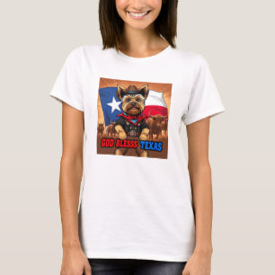Camiseta Yorkshire Terrier Deus Abençoe Texas