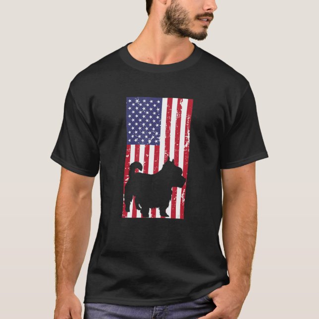 Camiseta Yorkshire Terrier Distressed Patriotic All America (Frente)