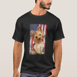 Camiseta Yorkshire Terrier Dog American Flag Vintage