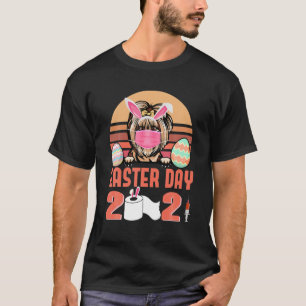 Camiseta Yorkshire Terrier Dog Face Mask Bunny Egg Páscoa D