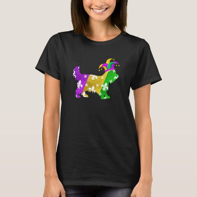Camiseta Yorkshire Terrier Dog Mardi Gras Carnivals Funny P (Frente)