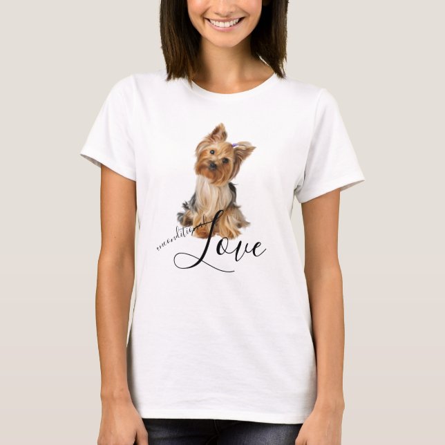 Camiseta Yorkshire Terrier Dog Retrato Amor Incondicional (Frente)