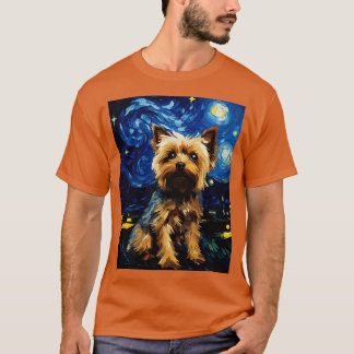 Camiseta Yorkshire Terrier Dog Starry Night Van Gogh Art Lo