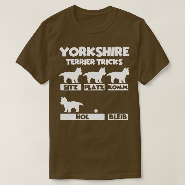Camiseta Yorkshire Terrier Dog Tricks (Frente do Design)
