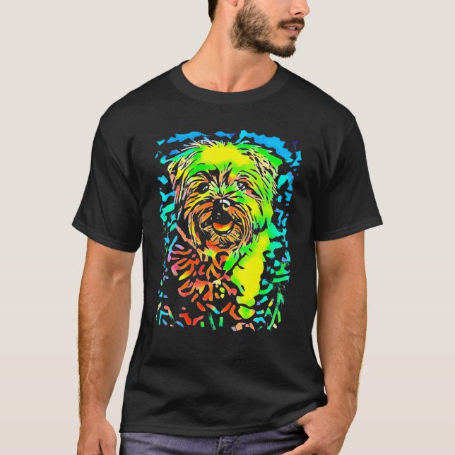 Camiseta Yorkshire Terrier Face Puppy Pop Art Dog (Frente)