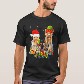 Camiseta Yorkshire Terrier Familiar Luzes de Natal