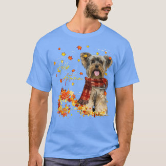Camiseta Yorkshire Terrier Hello Autumn For Dog Lover Obrig