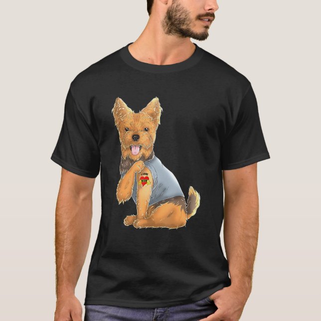 Camiseta Yorkshire Terrier I Love Mom Tattoo Dog Shirt York (Frente)