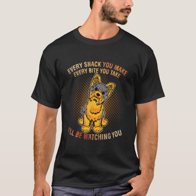Camiseta Yorkshire Terrier Meme Cada lanche que eu vou assi (Frente)