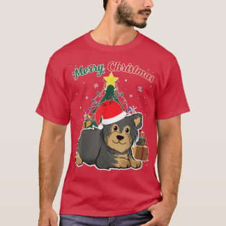 Camiseta Yorkshire Terrier Natal Árvore Neves Flakes Xmas